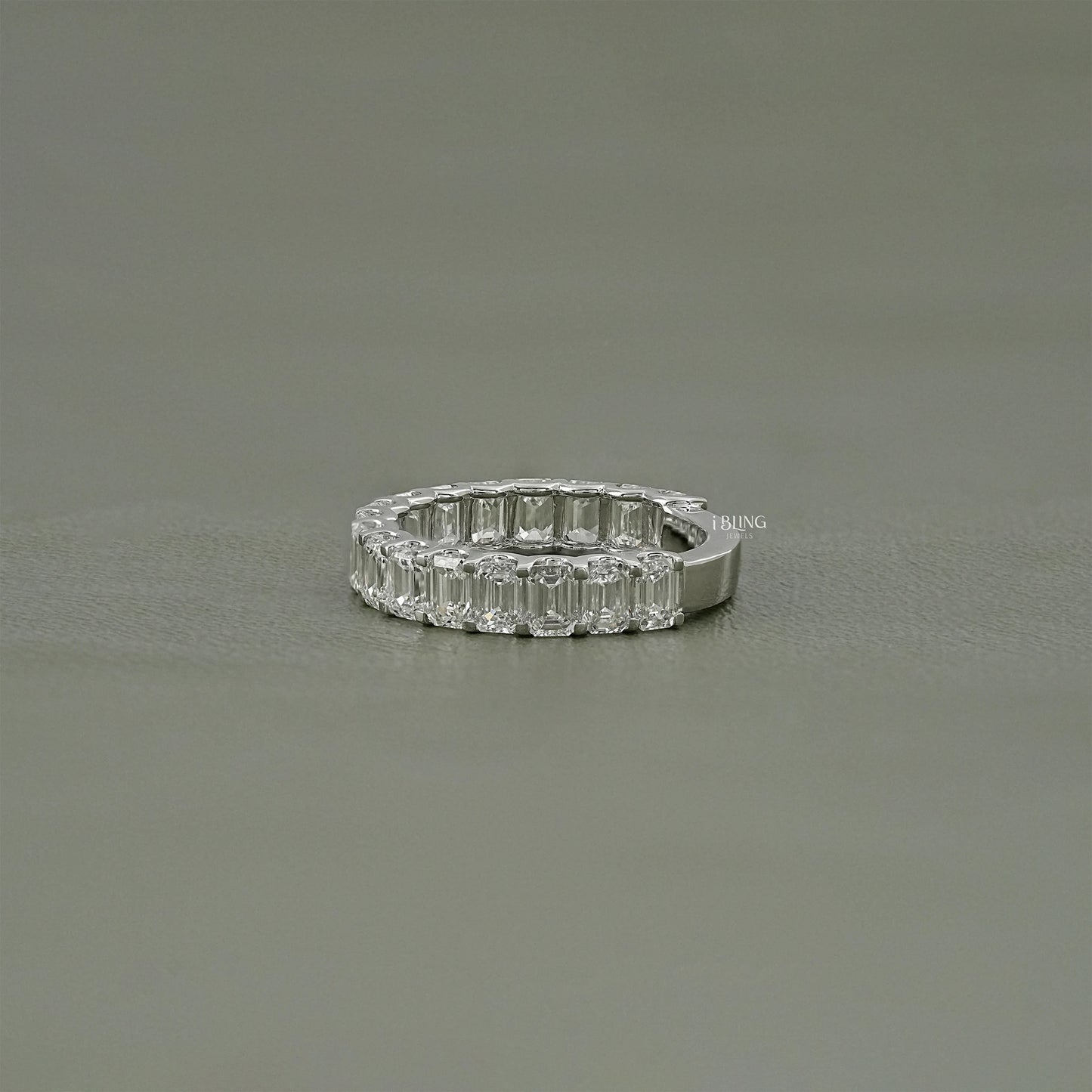 Emerald Cut Lab Diamond Half Eternity Wedding Band Half Eternity