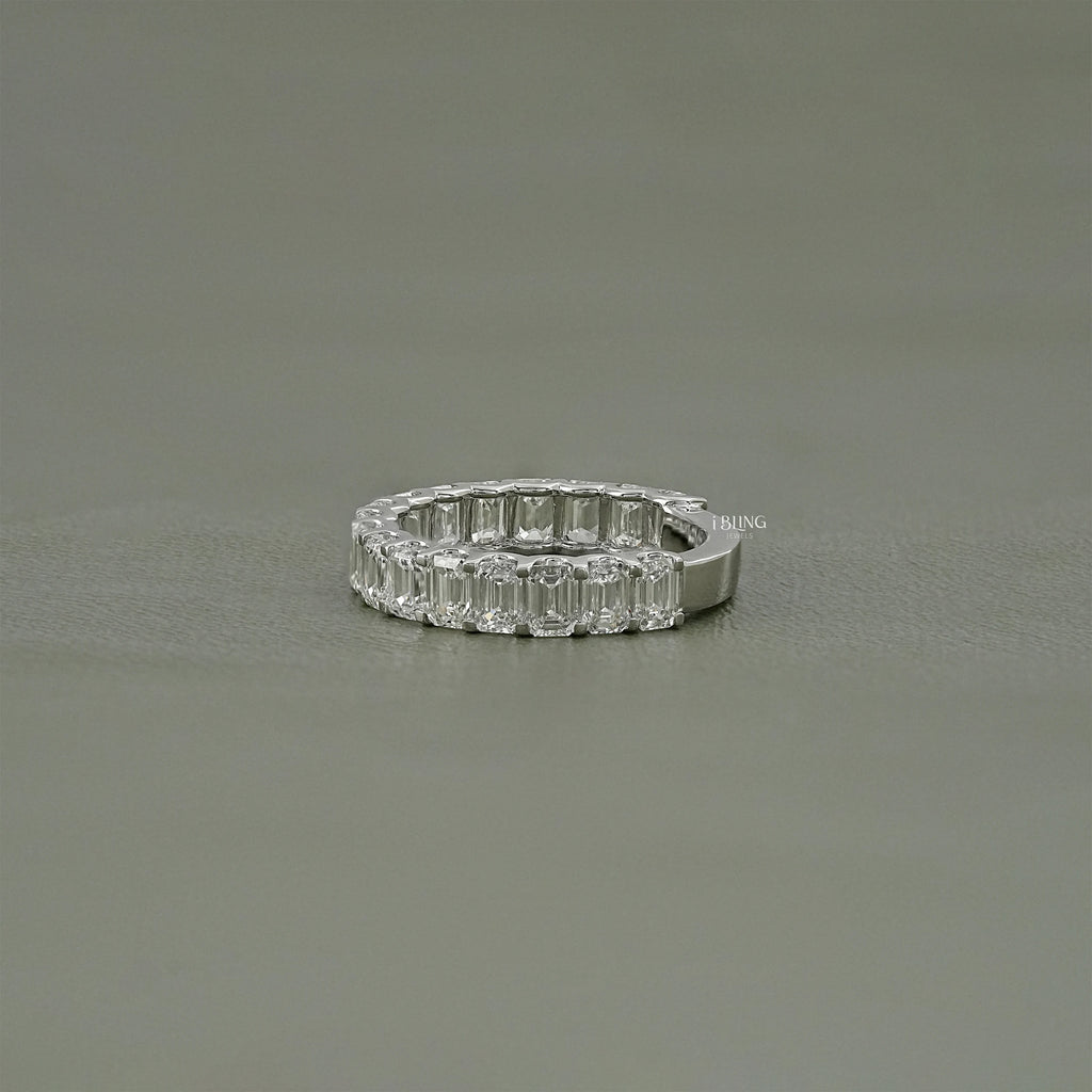 Emerald Cut Lab Diamond Half Eternity Wedding Band