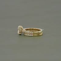 Oval Cut Lab Diamond Solitaire Accent Bridal Ring Set
