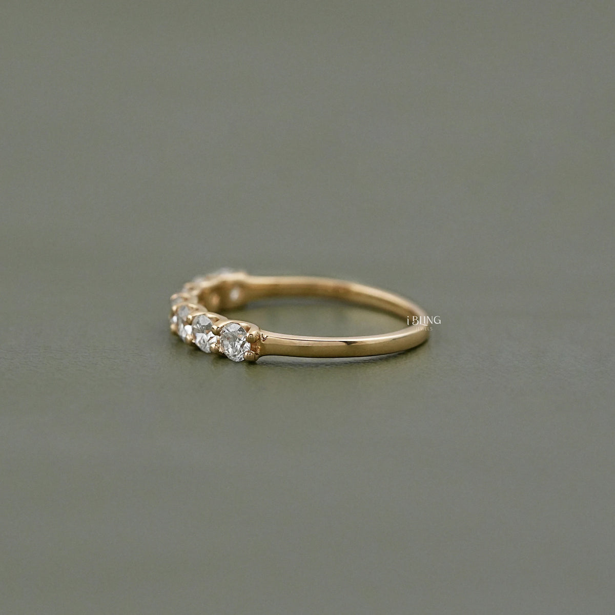 Round Cut Lab Diamond Half Eternity Wedding Band