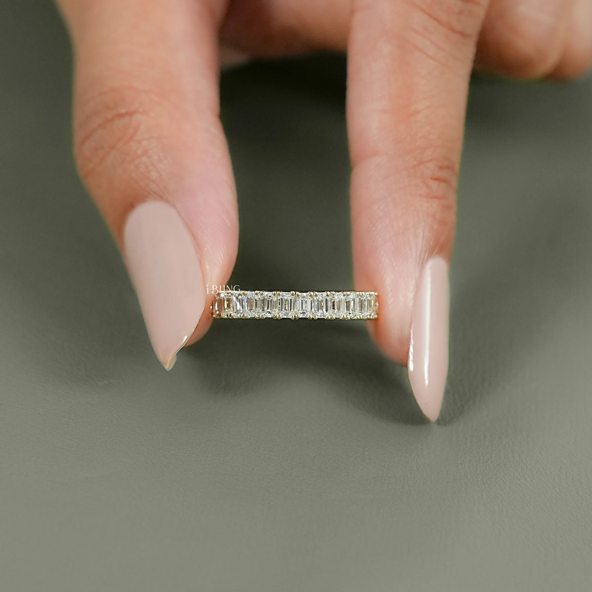 Emerald Cut Lab Diamond Half Eternity Band Half Eternity
