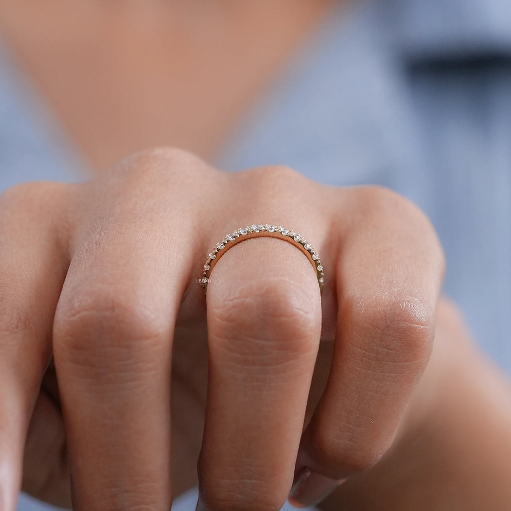 Round Cut Lab Diamond Half Eternity Wedding Band