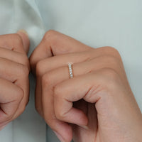 Round Cut Lab Diamond Tinny Half Eternity Band