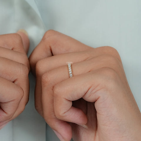Round Cut Lab Diamond Tinny Half Eternity Band