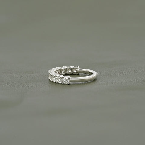 Round Lab Diamond Half Eternity Wedding Band