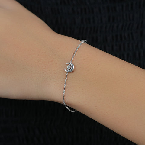 Half Moon Shape Round Cut Lab Diamond Bracelet