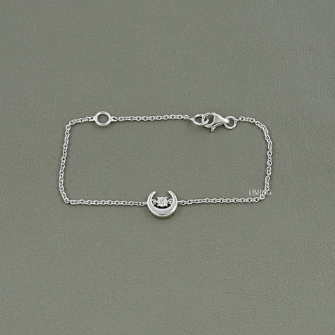 Half Moon Shape Round Cut Lab Diamond Bracelet