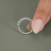 Round Lab Diamond Half Eternity Wedding Band