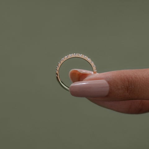 Round Cut Lab Diamond Half Eternity Wedding Band