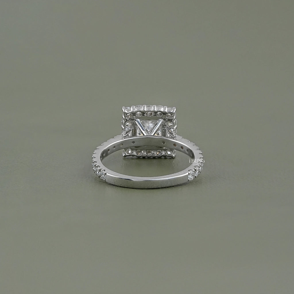 Princess Lab Diamond Halo Engagement Ring