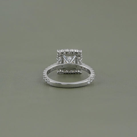 Princess Lab Diamond Halo Engagement Ring