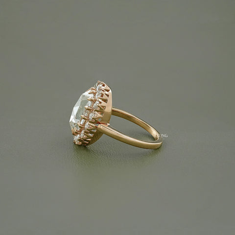 Rose Cut Oval Lab Diamond Halo Ring