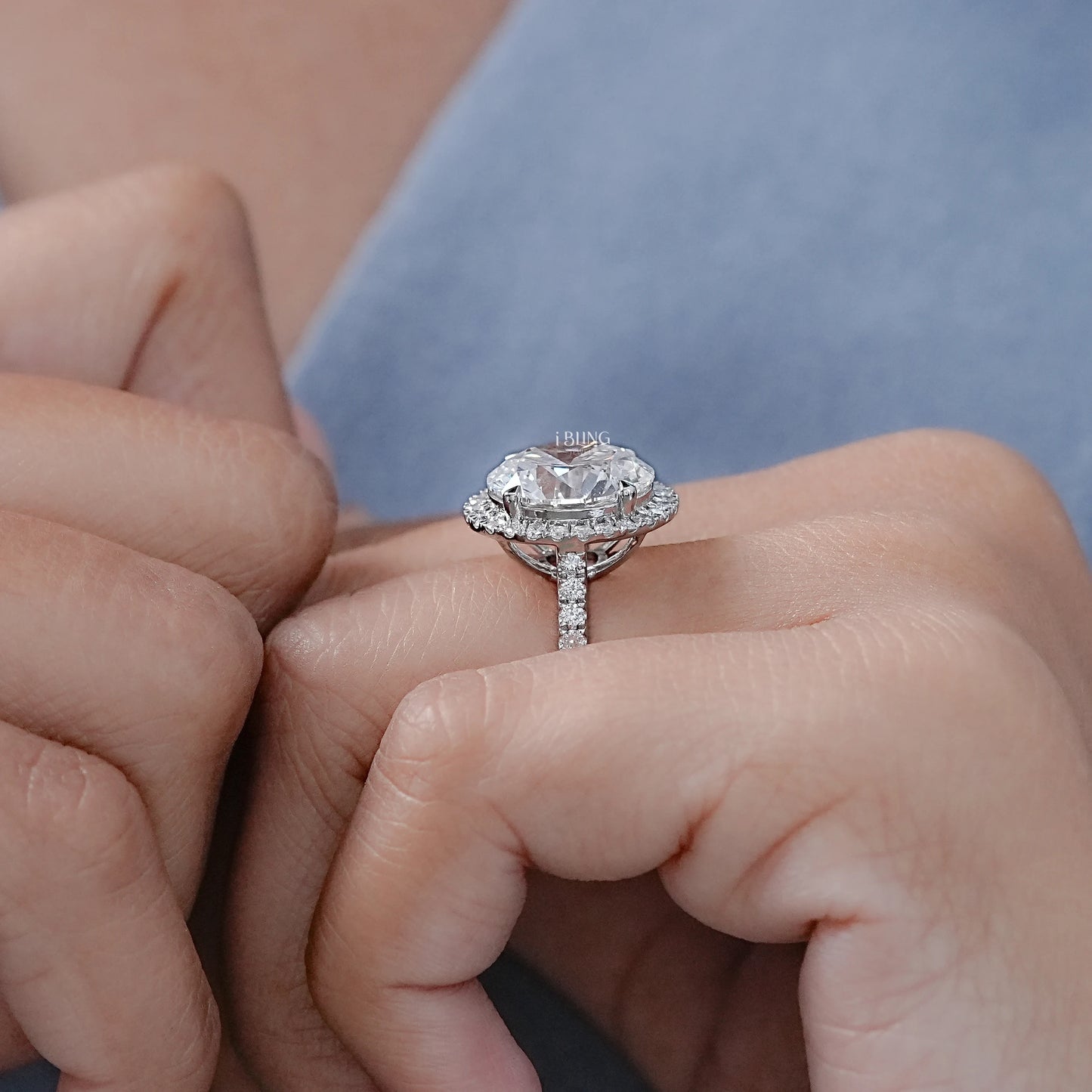 Round Cut Lab Diamond Halo Engagement Ring Halo Ring