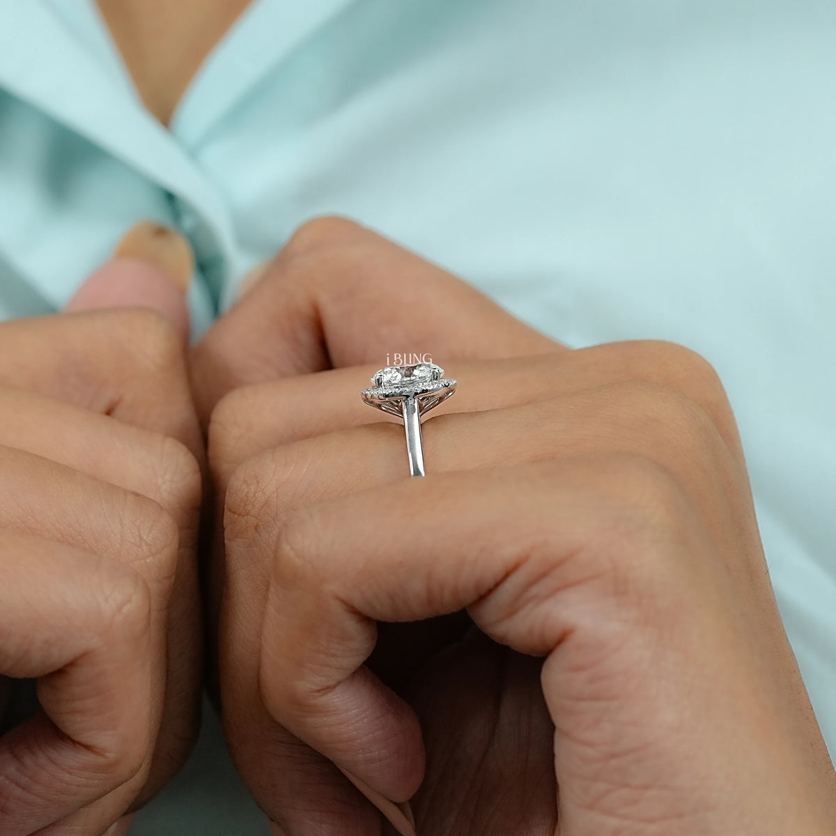 Round Cut Lab Diamond Halo Engagement Ring Solitaire Ring