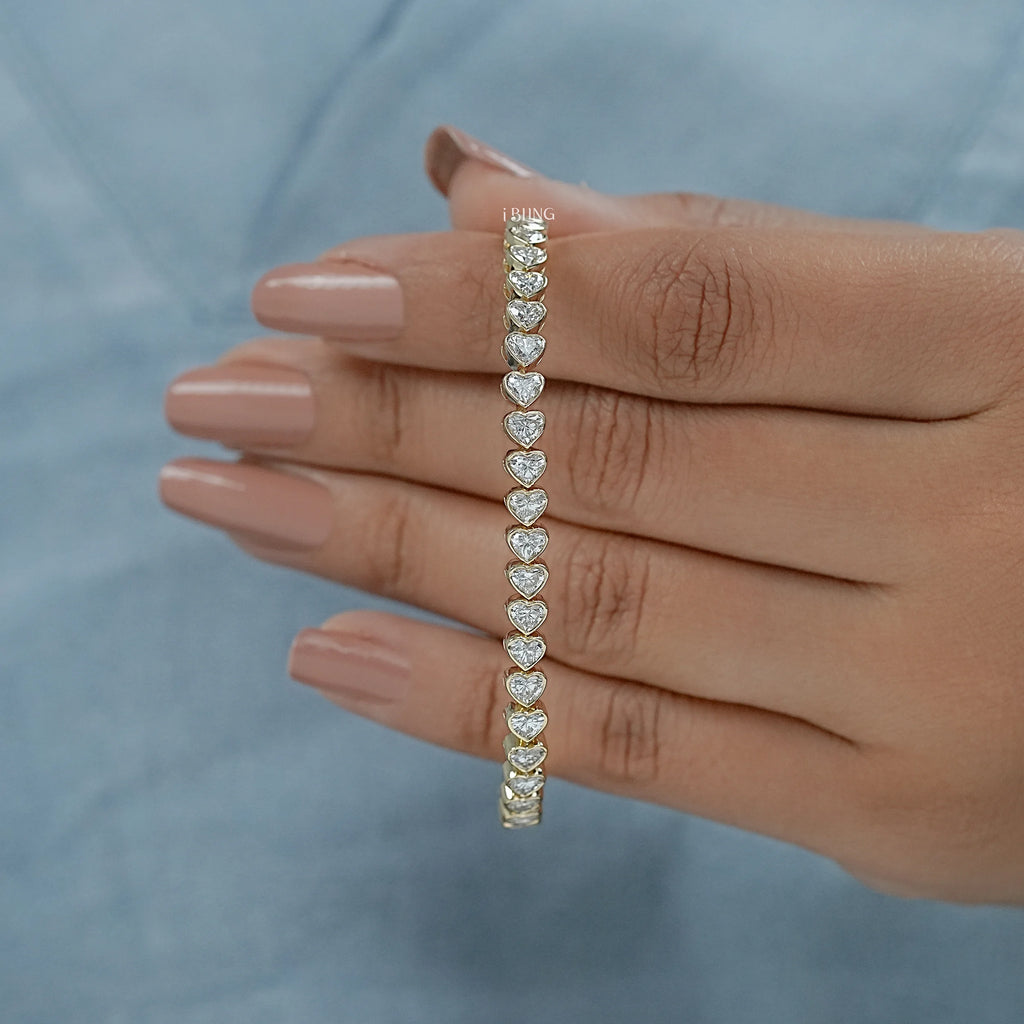Heart Cut Lab Grown Diamond Tennis Bracelet