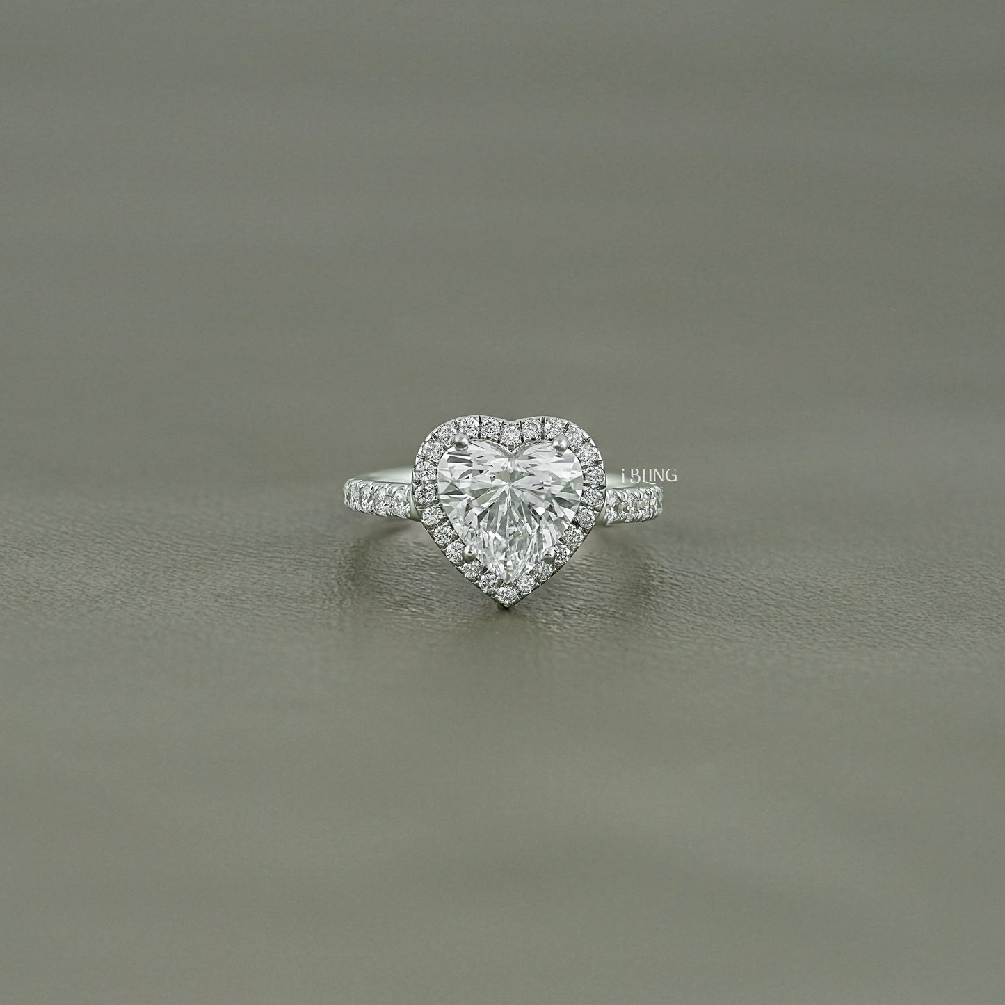 Heart Cut Halo Diamond Accent Engagement Ring