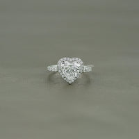 Heart Cut Halo Diamond Accent Engagement Ring