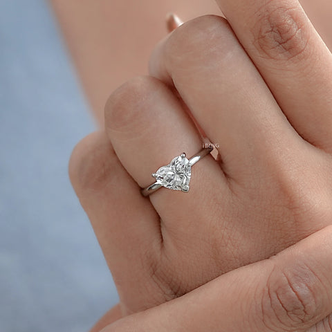 Heart Cut Lab Grown Diamond Solitaire Engagement Ring