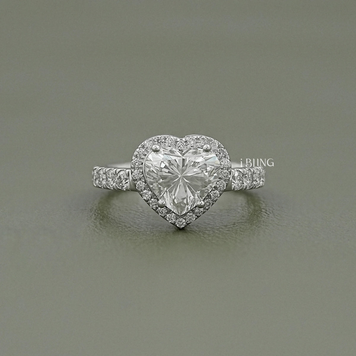 Heart Cut Halo Diamond Accent Engagement Ring Solitaire Ring