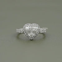Heart Cut Halo Diamond Accent Engagement Ring