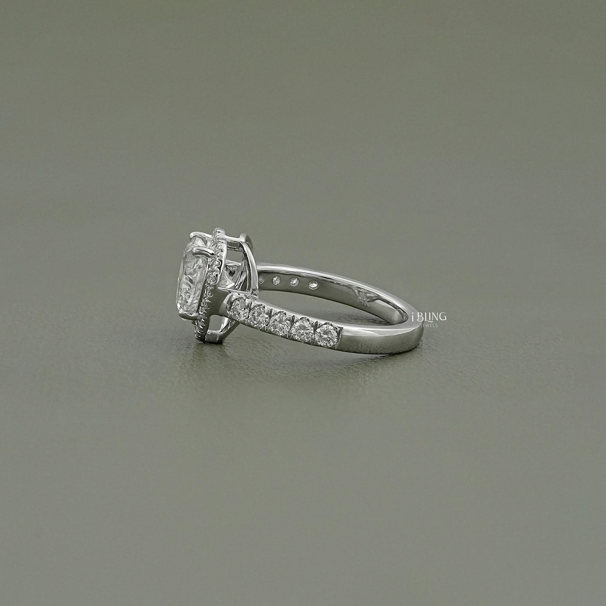 Heart Cut Halo Diamond Accent Engagement Ring Solitaire Ring