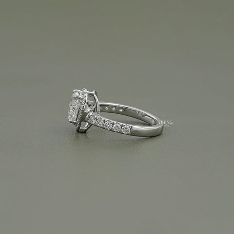 Heart Cut Halo Diamond Accent Engagement Ring
