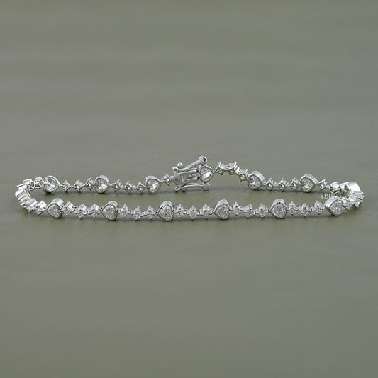 Heart & Round Cut Diamond Tennis Bracelet Tennis Bracelet