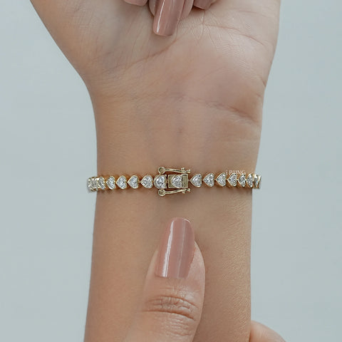 Heart Cut Lab Grown Diamond Tennis Bracelet
