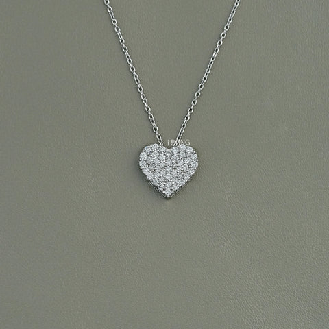 Heart Shape Round Cut Lab Grown Diamond Necklace