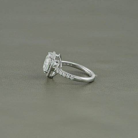 Heart Cut Halo Diamond Accent Engagement Ring