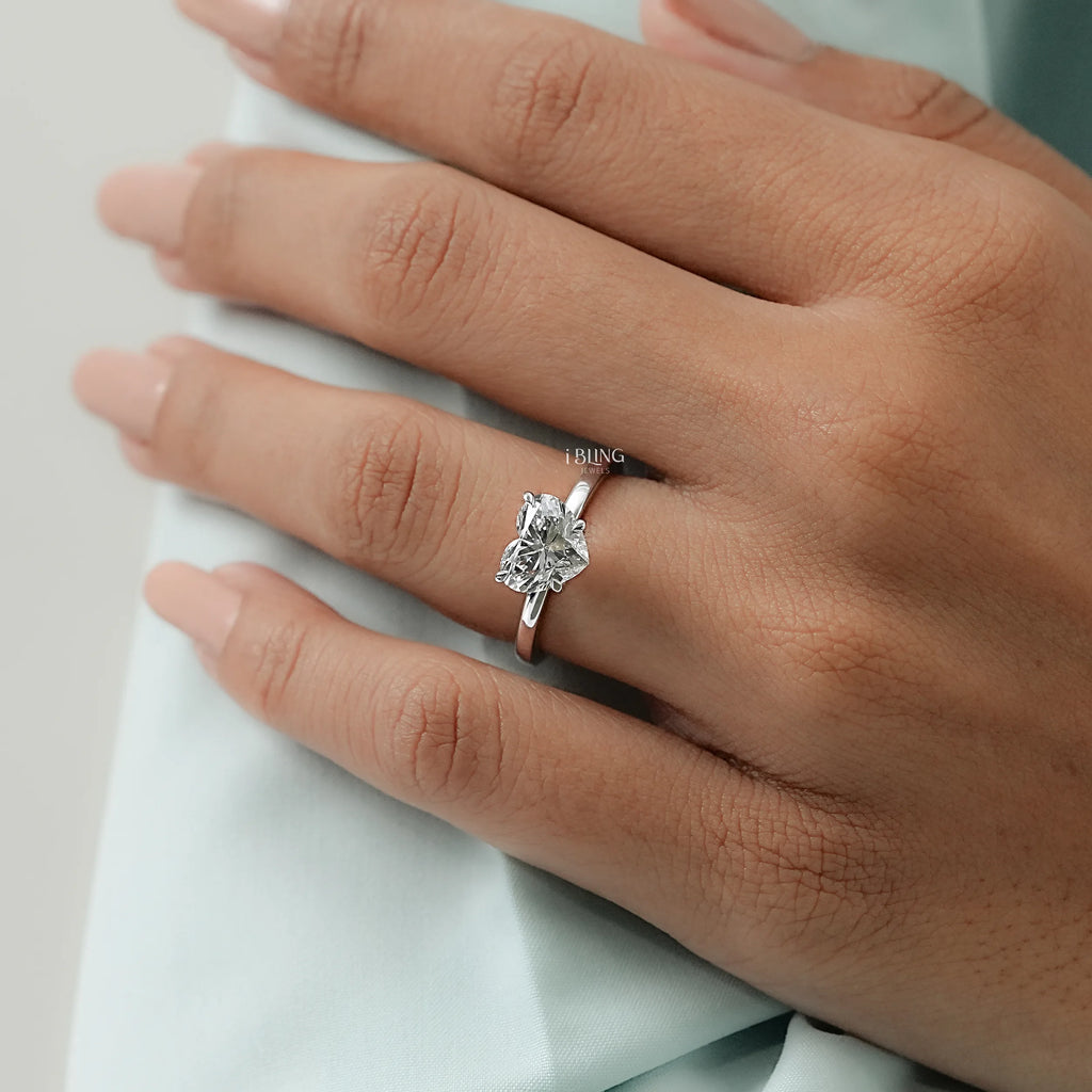Heart Lab Diamond Solitaire Engagement Ring