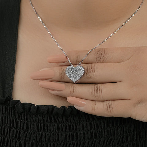 Heart Shape Round Cut Lab Grown Diamond Necklace