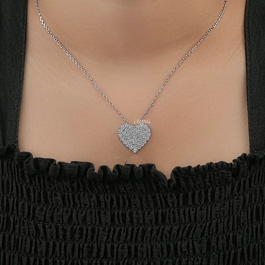 Heart Shape Round Cut Lab Grown Diamond Necklace Necklace