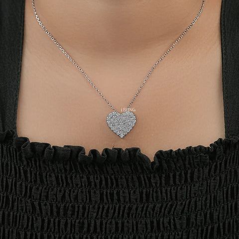 Heart Shape Round Cut Lab Grown Diamond Necklace