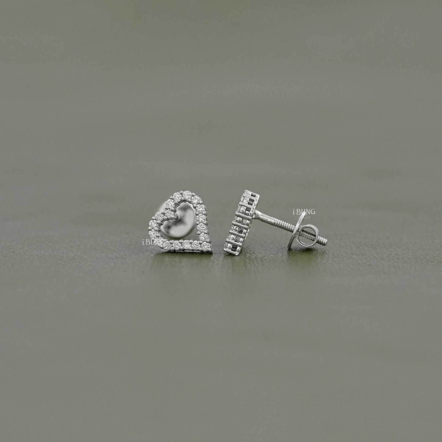 Heart Shape Round Cut Lab Diamond Stud Earrings Earrings