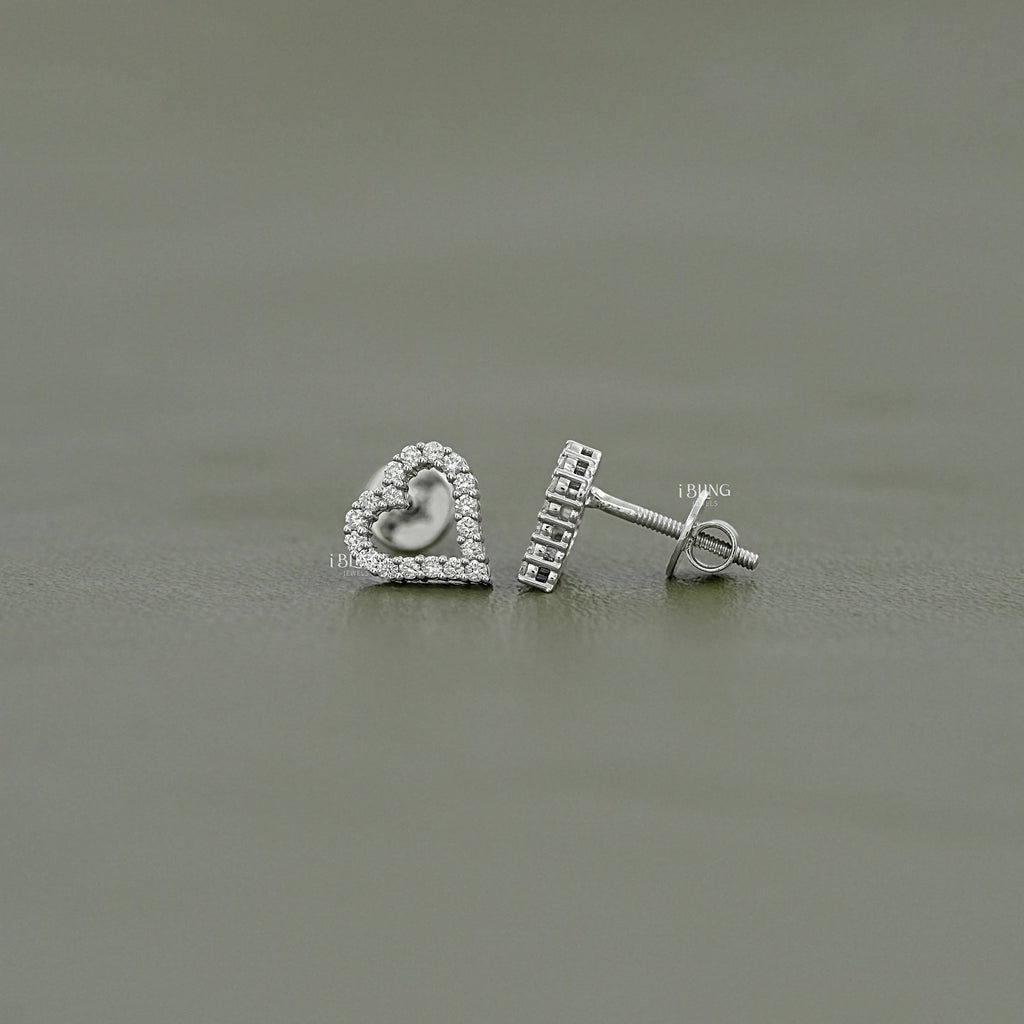 Heart Shape Round Cut Lab Diamond Stud Earrings