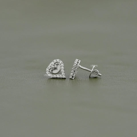 Heart Shape Round Cut Lab Diamond Stud Earrings