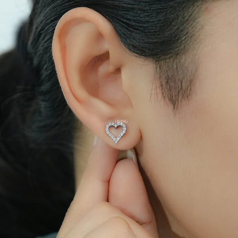 Heart Shape Round Cut Lab Diamond Stud Earrings