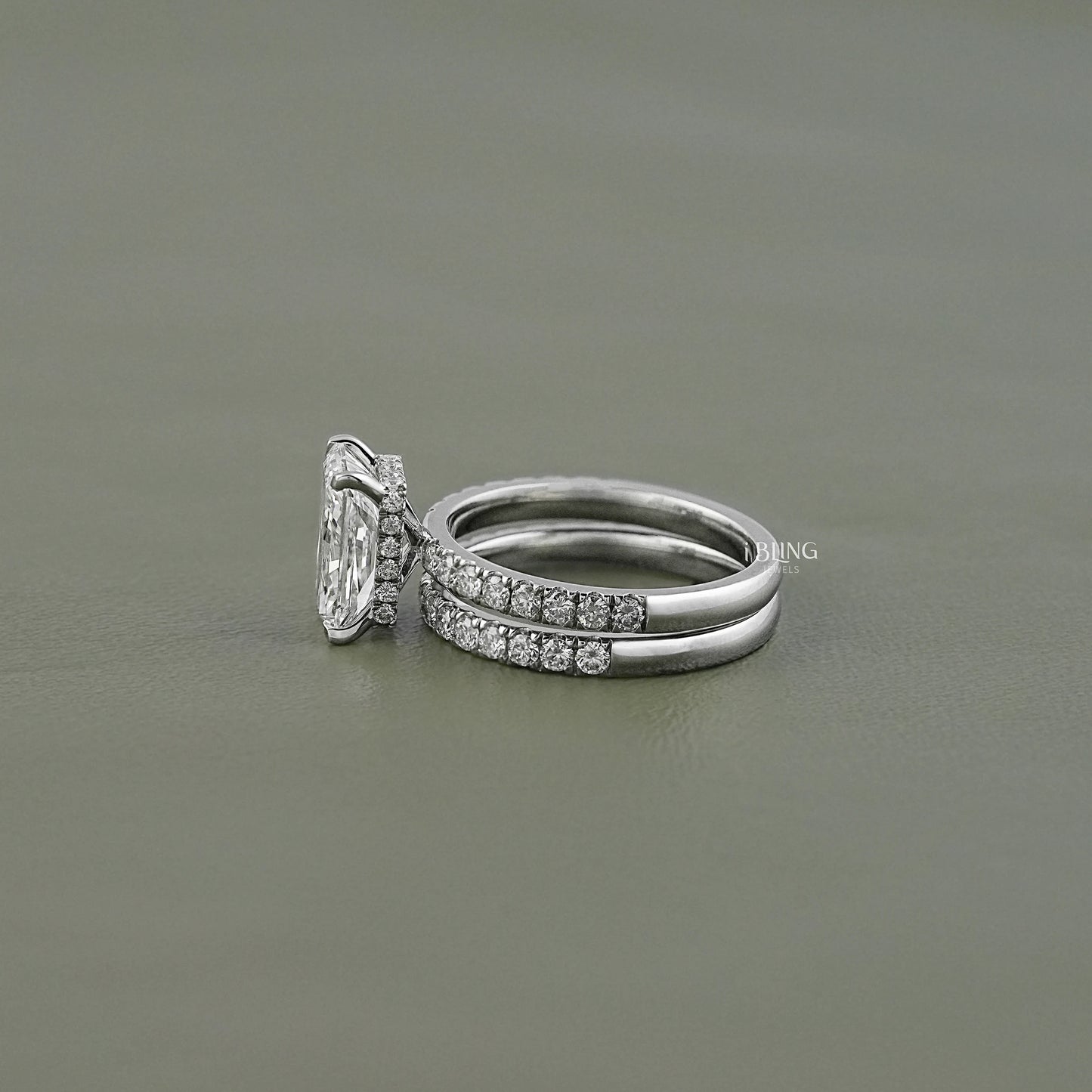 Radiant Cut Lab Grown Diamond Bridal Ring Set Bridal Ring Set