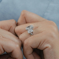 Three Stone Oval Cut Lab Diamond Engagement Ring