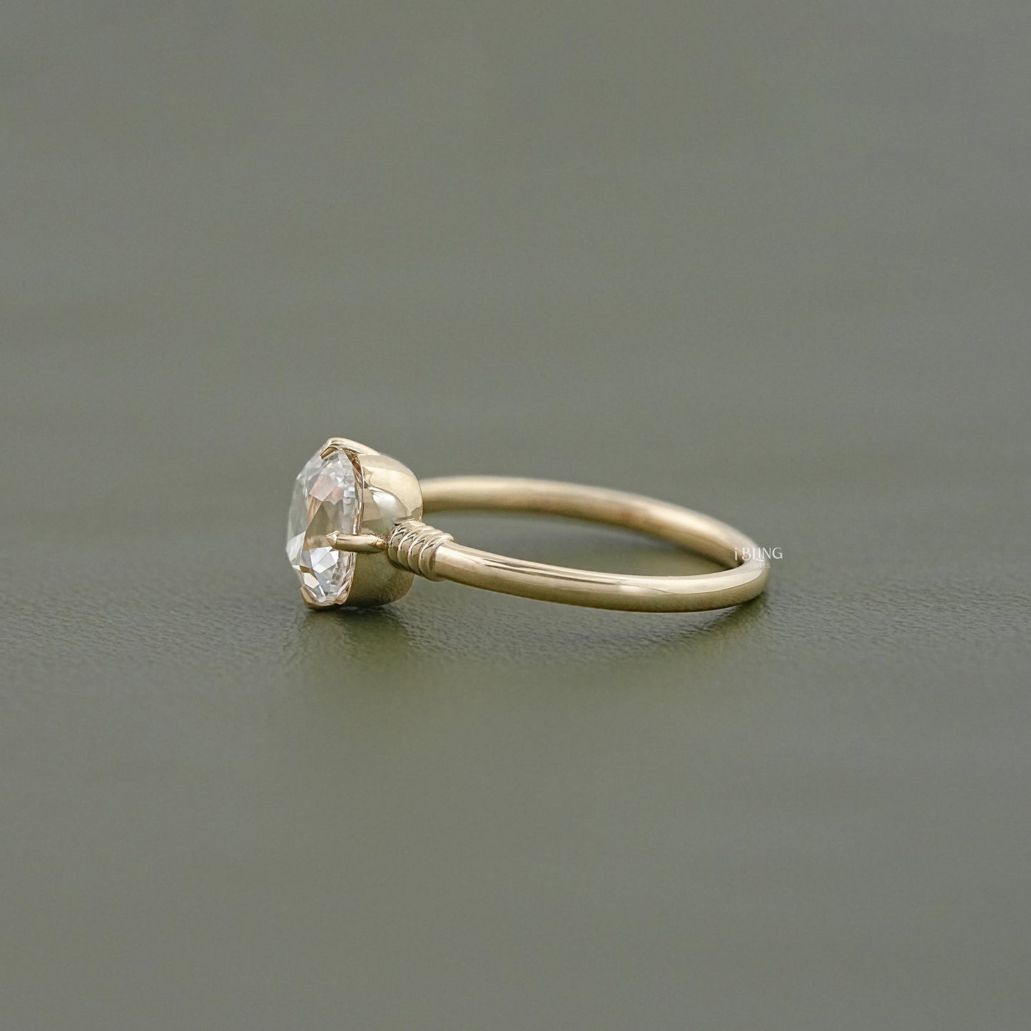 Old Mine Cushion Cut Hidden Halo Engagement Ring