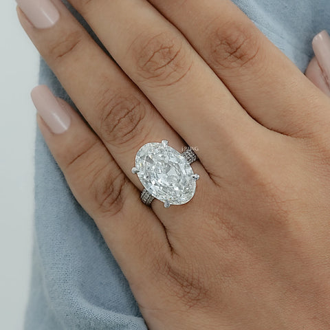 Oval Diamond Hidden Halo Pave Ring