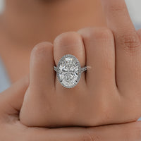 Oval Diamond Split Shank Hidden Halo Ring