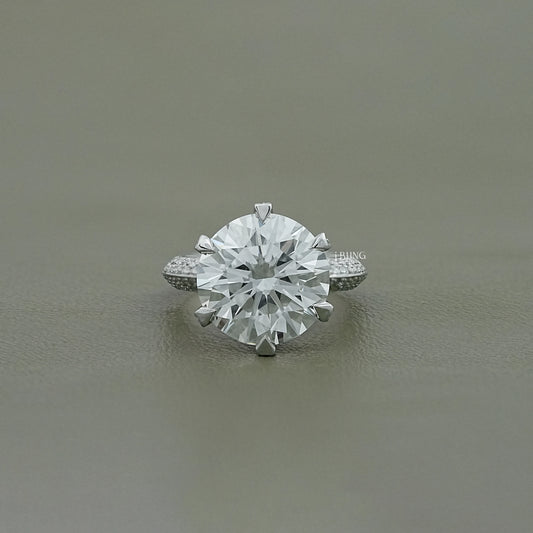 Hidden Halo Pave Set Round Diamond Ring Halo Ring