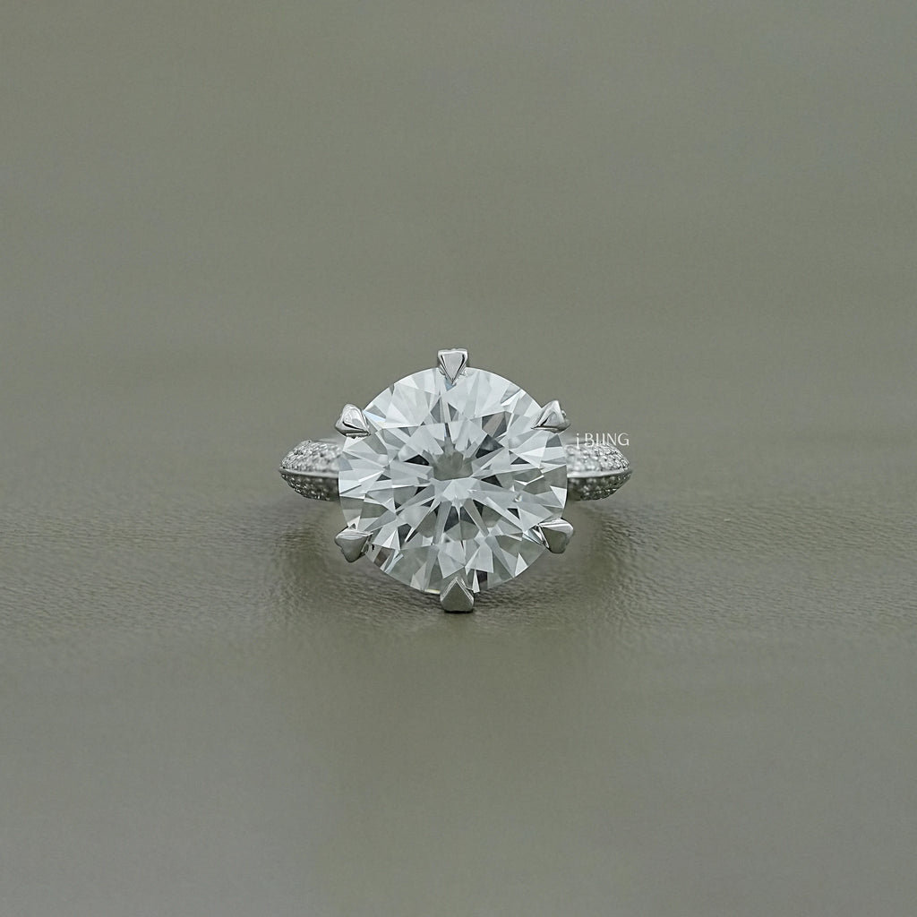 Hidden Halo Pave Set Round Diamond Ring