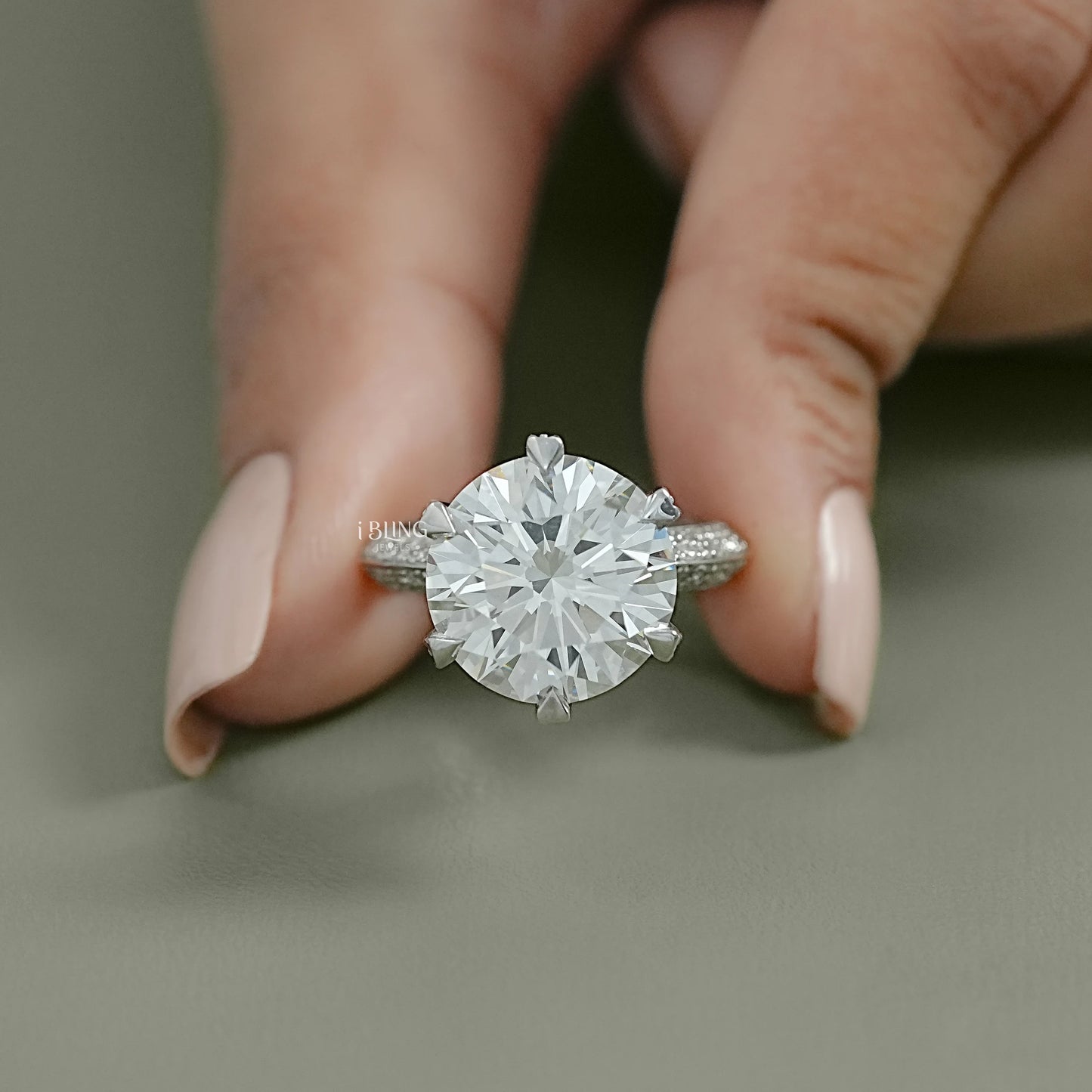 Hidden Halo Pave Set Round Diamond Ring Halo Ring
