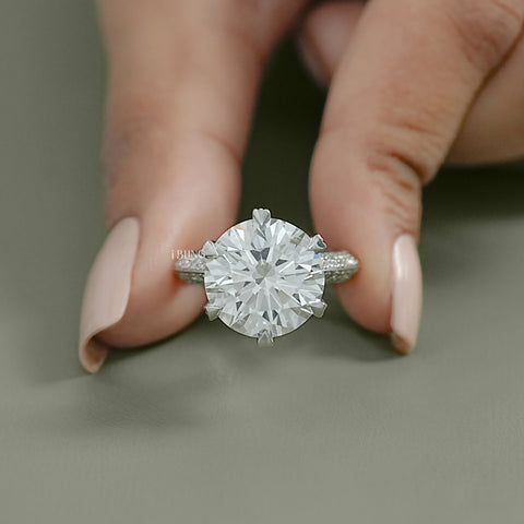 Hidden Halo Pave Set Round Diamond Ring