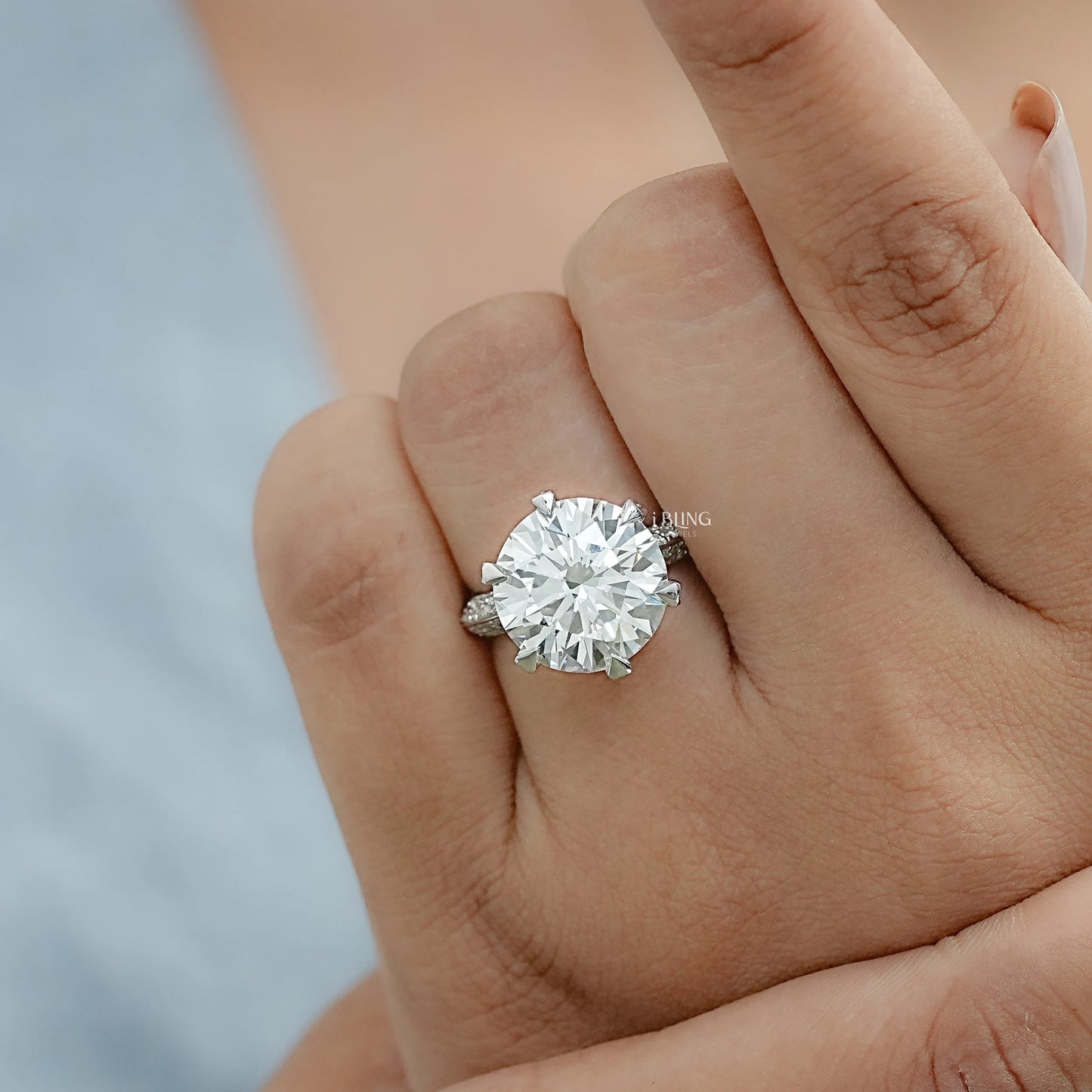 Hidden Halo Pave Set Round Diamond Ring Halo Ring