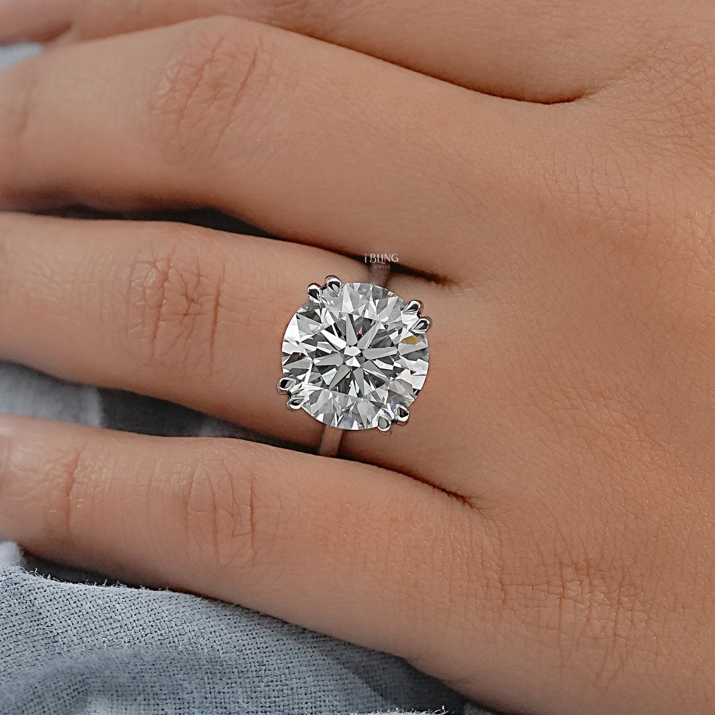 Round Cut Diamond Hidden Halo Solitaire Ring Solitaire Ring