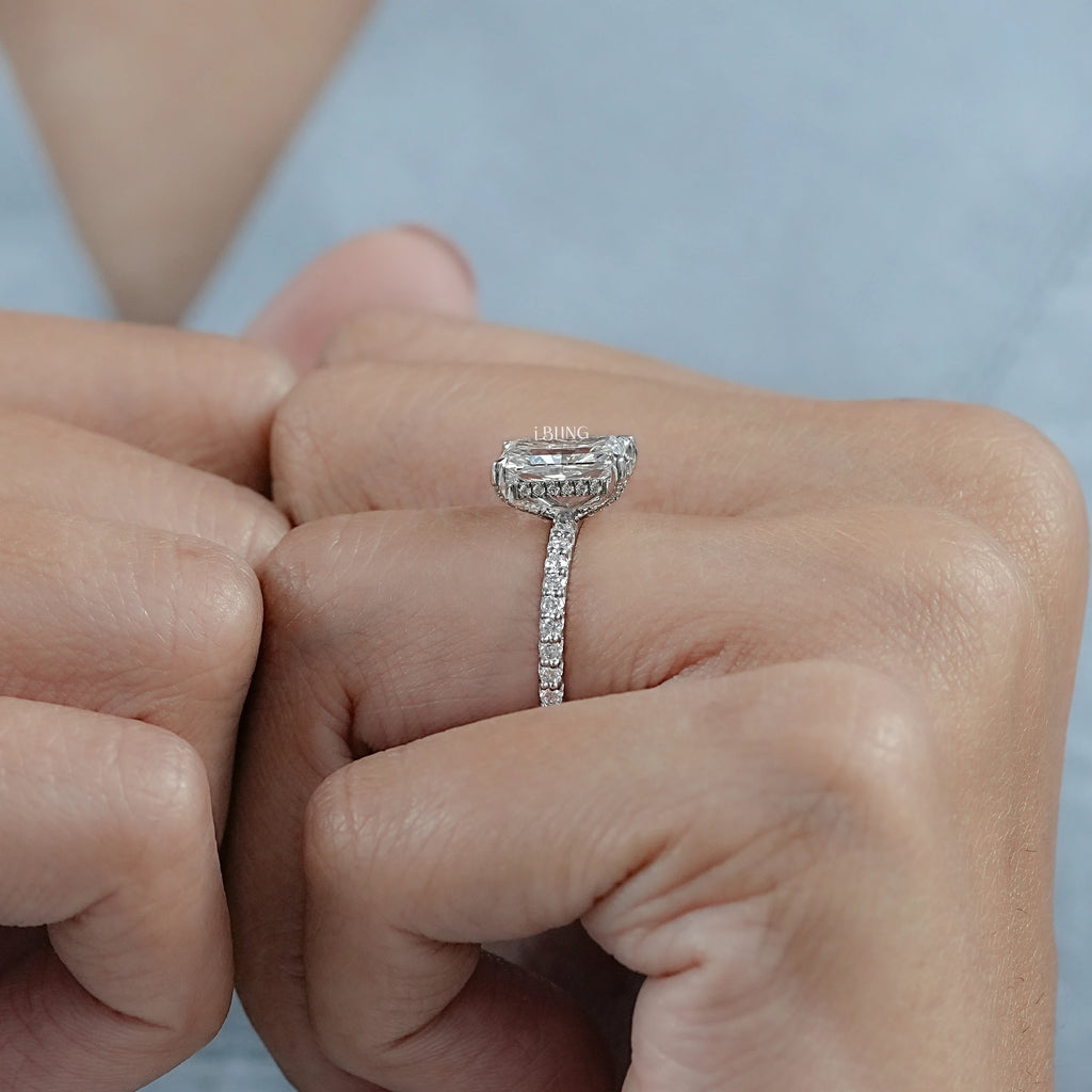 Radiant Lab Grown Diamond Solitaire Accent Ring